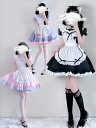 可愛いロリータコスプレ衣装 メイド服 メイドcos 3点セット 半袖 膝丈 ショート丈 萌え萌え ロリータ メイド服 エプロンドレス カフェ 喫茶店 クラブ メ...