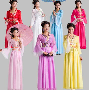 二点送料無料/唐装漢服/中華服舞台服装/華流ステージコスプレ衣装/中国古代宮廷風コスプレ衣装/イベント/学園祭パーティーダンス衣装/チャイナドレス/写真撮影ドレス/演出服/振袖/引き裾/唐朝貴妃服/ロングシフォンワンピース