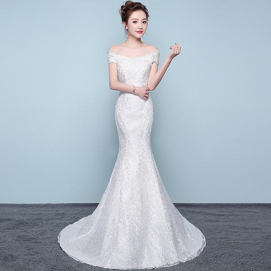 ロングウエディングドレス　マーメイドドレス　美ライン　美しいカラードレス　レース　フォマール二次..