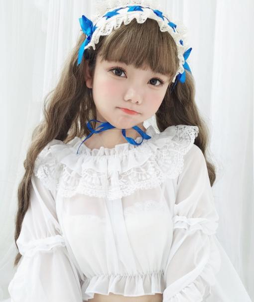 ブラウス シャツ 袖フリル ロリータブラウス 長袖 レースlolitaシャツ 二次元コスプレ衣装 萌え萌えブラウス 姫系メード服 レディース 大人 女子 中高生コスプレブラウス シフォン上着 インナ付