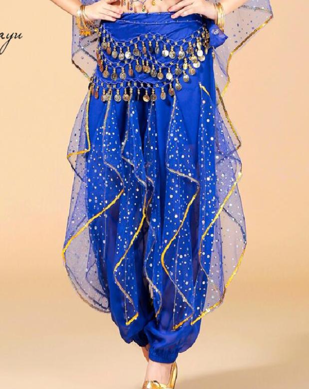純の洋服屋さんの大人ベリーダンス衣装　ベリーパンツ　6色　スパンコールダンスパンツ　ヒップスカーフ付　二点セット　リボン　キラキラゴーゴーダンスパンツ　ボトムス　社交ダンスパンツ　舞台演出ウエア　レッスン練習着｜アングル2