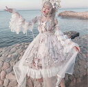 ロリータキャミソールワンピースjskドレス ゴスロリ＆ロリータ服 膝丈 お姫様ドレス LOLITA スカラップ 裾フリル 可愛い萌え萌え レディース メイド服 コスプレ 学園祭 イベント ハロウィン コスチューム 仮装 変装 黒ベージュ2色