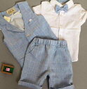 キッズベビー服/春夏男の子女の子ベスト+ショートパンツ+半袖シャツ三点セット/フォーマルスーツ上下セット/テーラードジャケット/半ズボン/半袖シャツ/蝶ネクタイ/チェック柄/2色