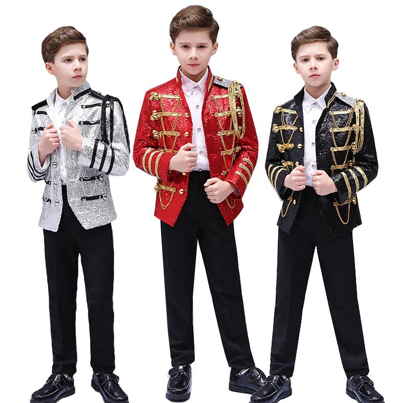 子供舞台ステージ衣装 男の子スーツジャケット スパンコールスーツコート 欧米王子様衣装 タキシード 礼服 発表会演奏会ダンス衣装 きらきら舞台スーツ ジャズダン...