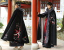 漢服唐装 男女兼用漢服マント 冬新作 暖かいファーマント メンズ レディース漢服中華服 ロング フード付きファーコート 狐刺繍 豪華チャイナ服 裏起毛漢服マント...