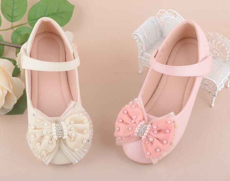 子供靴　2色　春夏秋用レース蝶結び付き　結婚式 卒業式 パーディー発表会　フォマール靴　女の子　リ..