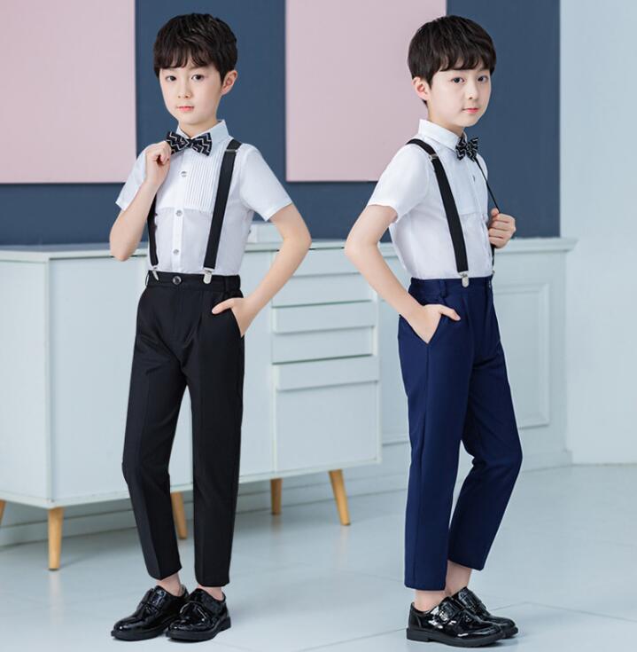 子供礼服 半袖スーツ4点セットアップ キッズ スーツセット 男の子 半袖シャツ タキシードシャツ 長ズボ..