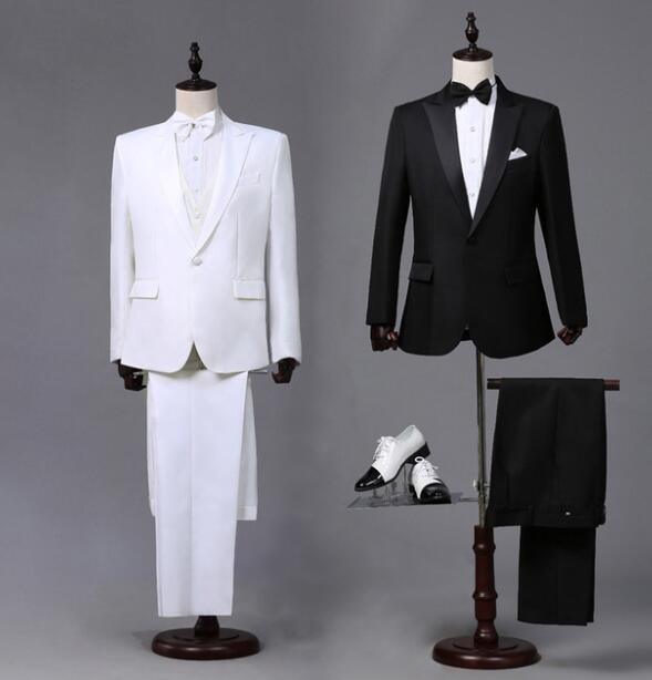 ステージ衣装 スーツ4点セット メンズ 紳士服 コスプレスーツ 舞台スーツ 合唱服 撮影衣装 ダンス衣装 長袖テーラードジャケット 長ズボン 蝶ネクタイ カマー...