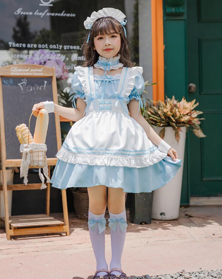 メイド服 子供 キッズ 女の子 メイド コスプレ かわいい ロリータドレス lolita 膝...