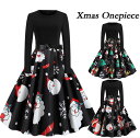 Xmas 舞台衣装 クリスマス ワンピース 長袖 黒いリボン フレア Aライン ロング丈 ワンピース レディース Christmas コスプレ 衣装 サンタコス...