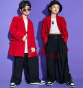 子供 ステージ衣装 スーツ 単品 セット 男の子 女の子 キッズ HIPHOP ストリートダンス 衣装 長袖 ゆったり スーツコート ロングワイドパンツ 袴パンツ 大きめ hiphop ダンスウェア 舞台衣装 赤テーラード ジャケット 黒 ガウチョパンツ 発表会 テレビ 公演服110-180cm