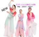古典舞踊ダンス衣装 グラデーション 中華ダンス衣装 ロング丈羽織 中国古典ダンス衣装 バレエ ヨガ モダン 社交ダンス 練習着 レッスン着 ロングブラウス ワイ...