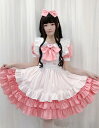 コスプレ衣装 メイド服 ハロウィン衣装 半袖 ワンピース 4点セット 裾フリル エプロン 蝶リボン カチューシャ レディース 大人 女子 学生 可愛い 猫ちゃん...