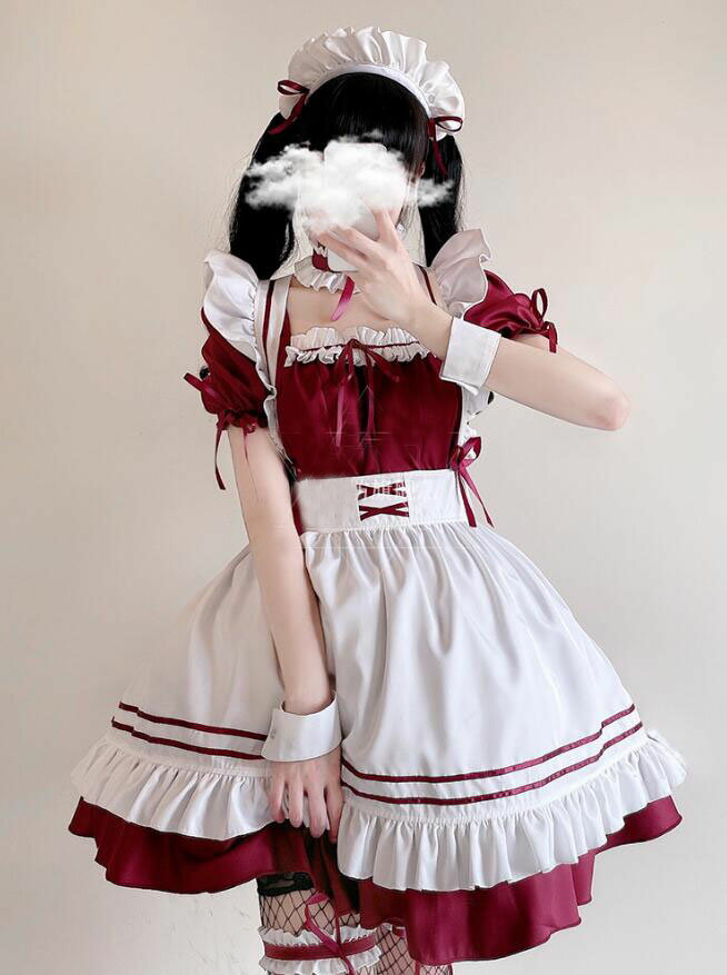 コスプレ衣装 ハロウィーン メイド服 フルセット7点セット 猫ちゃん 可愛い ウェイ...