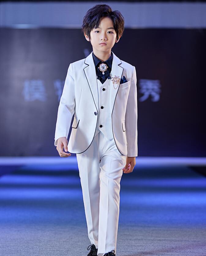子供 スーツ タキシード 3点セット キッズ フォマール スーツ 長袖 白 礼服 紳士服 男の子 1個ボタン ..