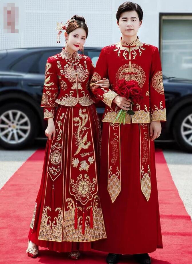 チャイナ風 花嫁衣装 レディース メンズ 中国風ウエディング