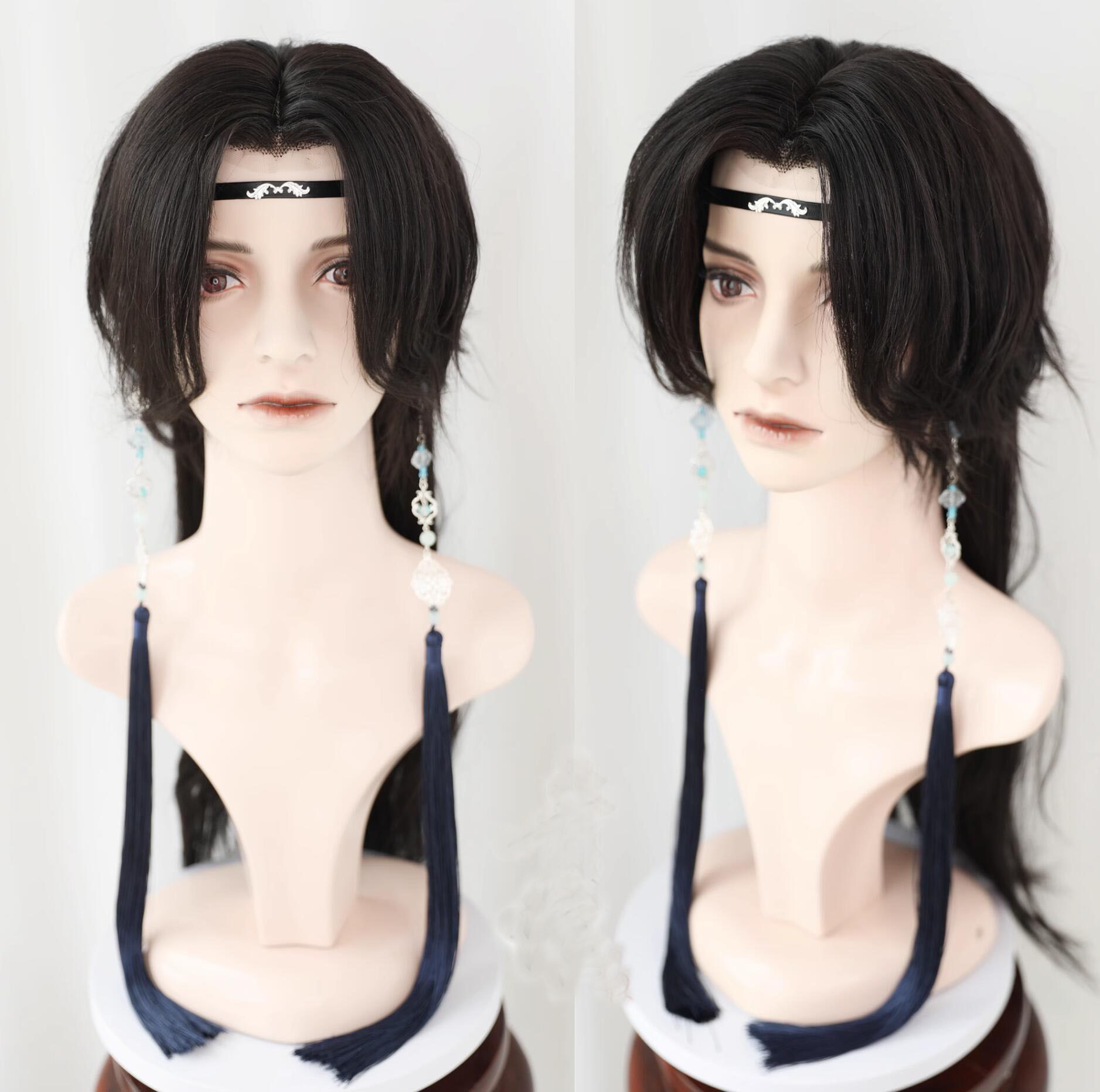 フルウイッグ 全頭かつら メンズ 中国古代 コスプレ ウイッグ ロング パーマ 中華 コスチューム 美少年 侠客 カンフー 中華ドラマ 時代劇 仮装 変装 かつ...