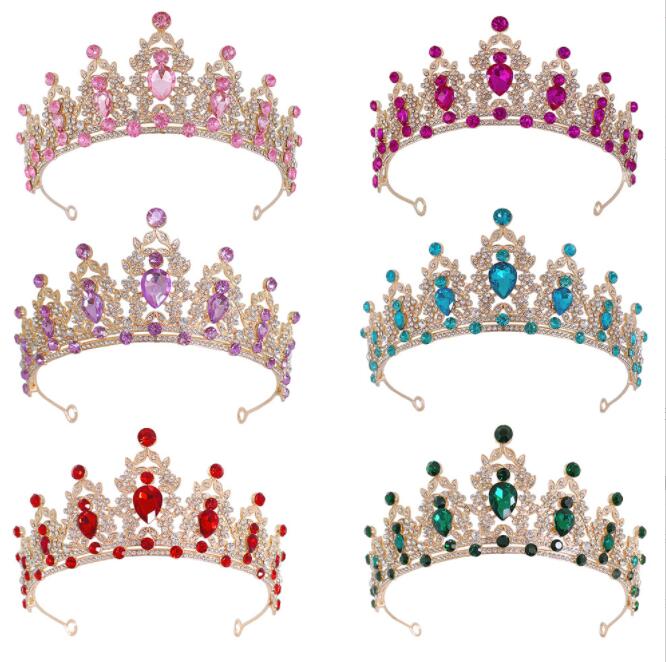 3点セット ブライダル アクセサリー 結婚式 披露宴 花嫁用 髪飾り3点セット 赤 ピンク 紫 青 緑 銀 8色 きらきら 可愛い ティアラ+ネックレス+ピアス...