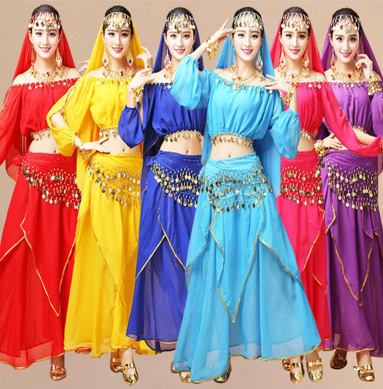 ベリーダンス衣装 アラジン ベリーダンス 衣装セット レディース ジャスミン風 民族ダンス 社交ダンスウエア 2点 3点 4点 5点 6点 7点 セット選べる ...