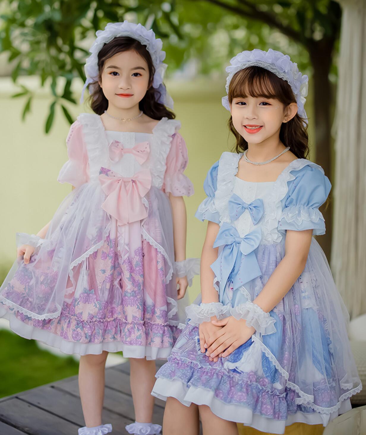 子供 ロリータ ワンピース 半袖 長袖 お姫様 ゴスロリ＆ロリータ ドレス 女の子 膝...