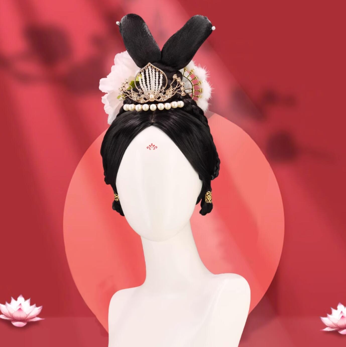 フルウイッグ 女性 大人 ハロウィン コスチューム ウイッグ 中華 古代 皇后 貴妃 時代劇 コスプレ 被るウイッグ 土台 お姫様 可愛い 髪スタイル チャイナ風 Lolita ロリータ ウイッグ 辮髪 簪等髪飾り付けるできる 美人系 ウイッグ 黒 華流 舞台 ステージ道具 黒