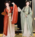 中華コスプレ衣装 漢服 チャイナ服 レディース 大人 中国古代服装 中華 宮廷 時代劇 皇后 貴妃 コスチューム 華やか 振袖 3点セット 披帛(ストール)付き5点セット 花柄 グラデーション 赤 緑 可愛い 華流 コスプレ チャイナ風 舞台 ステージ衣裳 撮影衣裳