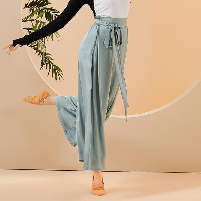 ダンス衣装 レディース ダンス用 ワイドパンツ スカーチョ フレア パンツ 腰紐 リ...