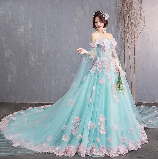 カラードレス ロング丈 マキシ丈 カラー ウエディングドレス グリーン ピンクのお花 いっぱい 造花 フラワー Aライン 後ろが長い フリル ドレス チュールのビッグスリーブ プリンセス フリルドレス 結婚式 披露宴 二次会 フォマール ドレス パーティー 発表会 演奏会ドレス カラードレス ロング丈 マキシ丈 カラー ウエディングドレス グリーン ピンクのお花 いっぱい 造花 フラワー Aライン 後ろが長い フリル ドレス チュールのビッグスリーブ プリンセス フリルドレス 結婚式 披露宴 二次会 フォマール ドレス パーティー 発表会 演奏会ドレス