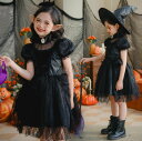 ハロウィン コスプレ衣装 子供 魔女 小悪魔 巫女 吸血鬼 バンパイア コスプレ ゴシック 半袖 膝丈 ミモレ丈 ワンピース 黒 ハイネック スカートにレース 女の子 ジュニア エルフ 妖精 コスプレ ワンピース 学園祭 イベント cosplay 耳 帽子 小物追加可 ブラック