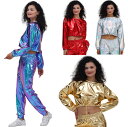 欧米風 ダンス 衣装 レディース エナメル ショート丈 長袖 トップス へそ出し セクシー フェイクレザー 彩り キラキラ 舞台 ステージ衣装 パーカ サルエル...