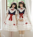 ロリータ ワンピース ゴスロリ&ロリータ服 可愛い ハイネック ミモレ丈 Aライン ロリータドレス ロリィタ服 半袖 長袖 LOLITA DRESS 裾フリル 大きいリボン レース お姫様ドレス 女性 大人 ハロウィン コスプレ衣装 仮装 変装 髪飾り追加可 白 S M L XL