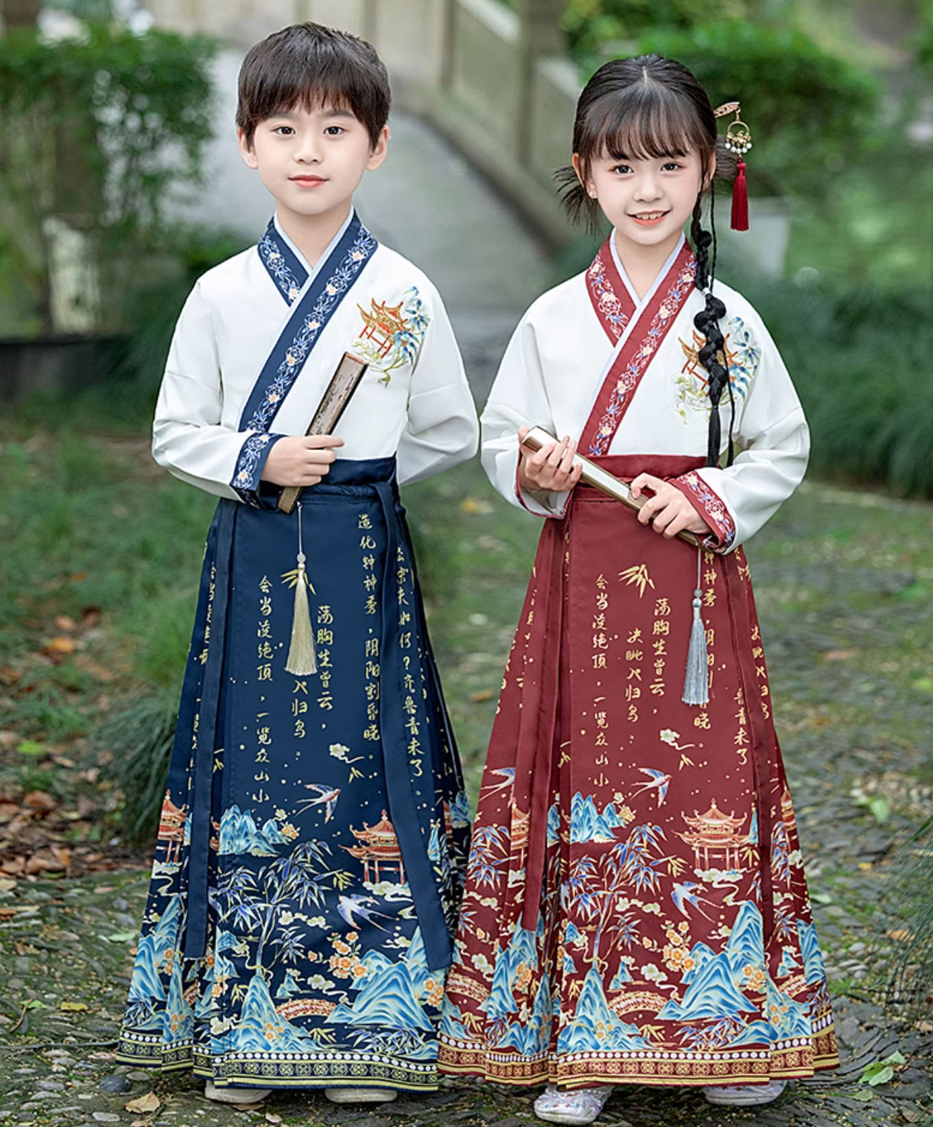 子供 チャイナ服 漢服 コスプレ衣装 キッズ ユニセックス 中華服 交差襟 長袖 上下...