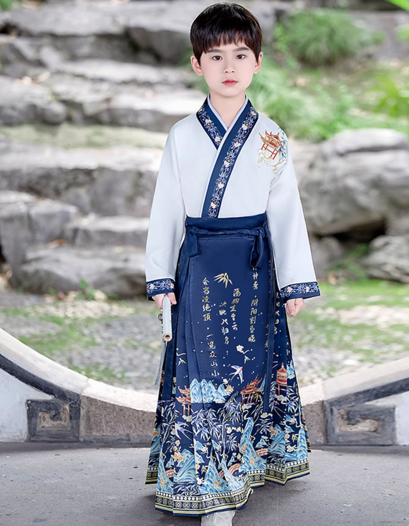 子供 チャイナ服 漢服 コスプレ衣装 キッズ ユニセックス 中華服 交差襟 長袖 上下...