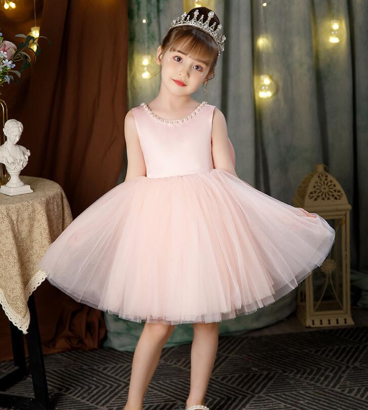 キッズ ドレス お姫様 膝丈 ドレス 女の子 ノースリーブ 結婚式 パーティー フォマール ドレス バックVネック 大きい蝶リボン 発表会 演奏会 ドレス チュチュドレス ふわふわ カラードレス 夏服 可愛い ワンピース 白 ピンク ブルー 紫 緑 ベージュ100 110 120 130 140 150