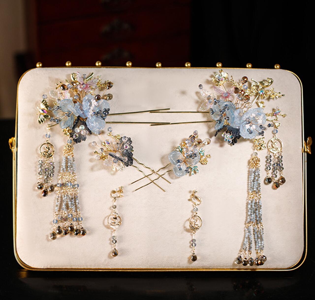 可愛い中華風髪飾り5点セット 大人 子供 中国古代宮廷貴妃風ヘアアクセサリー チャイナドレス 漢服・唐..