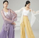 古典舞踊ダンス衣装 長袖 ミドル丈 羽織 Vネック シフォン 透け感 前開きブラウス 紐結ぶ ひらひら 飄逸 中華古典ダンス 民族ダンス 社交ダンス バレエ 練習着 レッスン着 レディース シフォン カーディガン 柔らかい UVカット 冷房対策 兼用 紫 白 緑 黄 青 S~XL