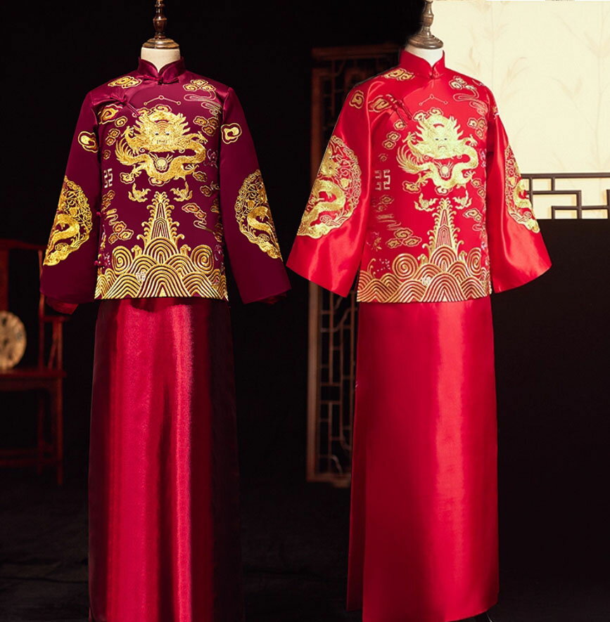 チャイナ服 メンズ 中華服 長袖 上下2点セット チャイナブラウス＋ボトムス（ウエスト調節可）大人 男..