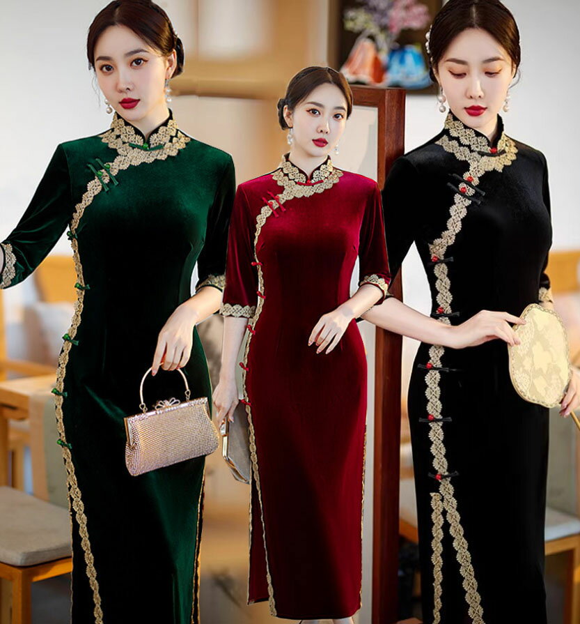 豪華⭐️チャイナドレス ベルベット ドラゴン スパンコール刺繍 楽天市場】ベルベット チャイナドレスの通販