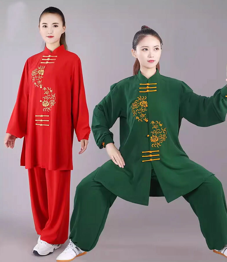 4色 太極拳ウエア 大人 男女兼用 太極拳 練習 表演服 長袖 上下セット服 ゆったり ...