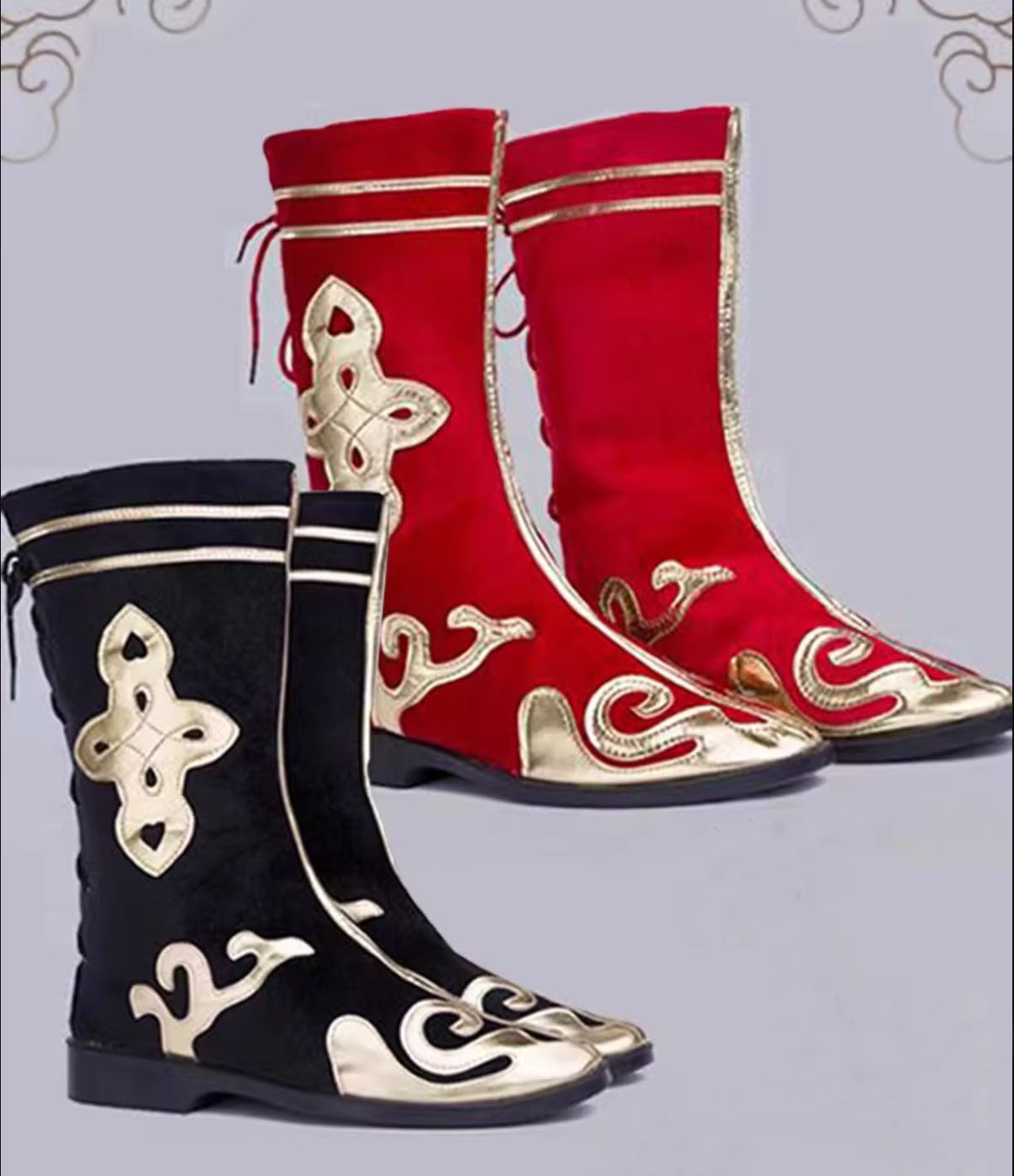 大人 ダンス用 ブーツ ロング ブーツ メンズ レディース 男女兼用 中華ブーツ チャイナ靴 チャイナ民族ダンス ブーツ 中華コスプレ 靴 モンゴル舞踊 チベット舞踊 タップ ダンス シューズ 黒 赤 白 22.5 23 23.5 24 24.5 25 25.5 26 26.5 27cm