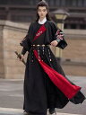 唐代 漢服 チャイナ服 メンズ 黒赤 丸首ローブ 丸襟 ロング ブラウス 一枚式 漢服 中華コスプレ衣装 インナー ベルト付き 華やか 4点セット エスニック 刺繍 男性 女性 男女兼用 中国古代服装 柄入り 侠客 武侠 華流 中華服 七夕 ハロウィン イベント 文化祭 コスチューム
