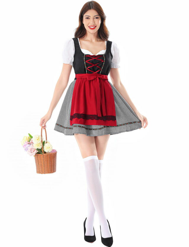 欧米風 メイド服 コスプレ ワンピース 大人 レディース 半袖 膝丈 ミドル丈 ローカ...
