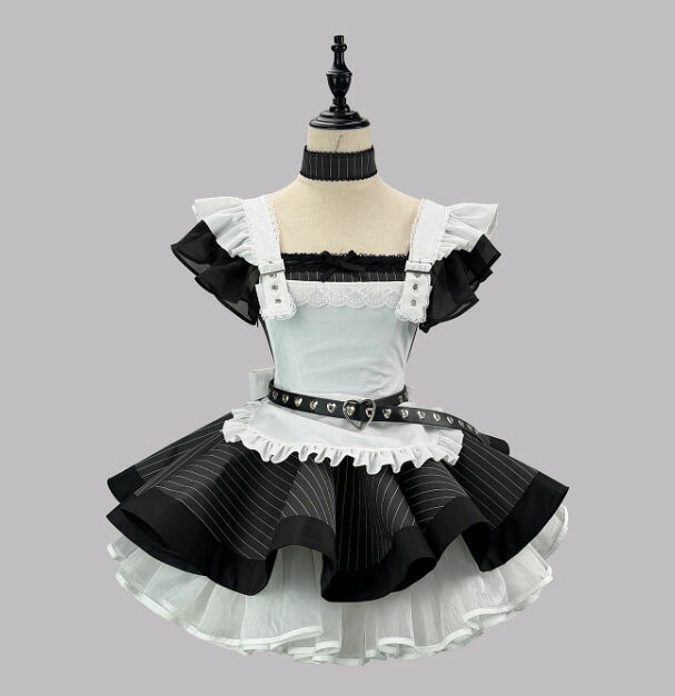 大人 メイド服 ショート丈 ミニ丈 半袖 Aライン ボリューム ロリータ ワンピース ...