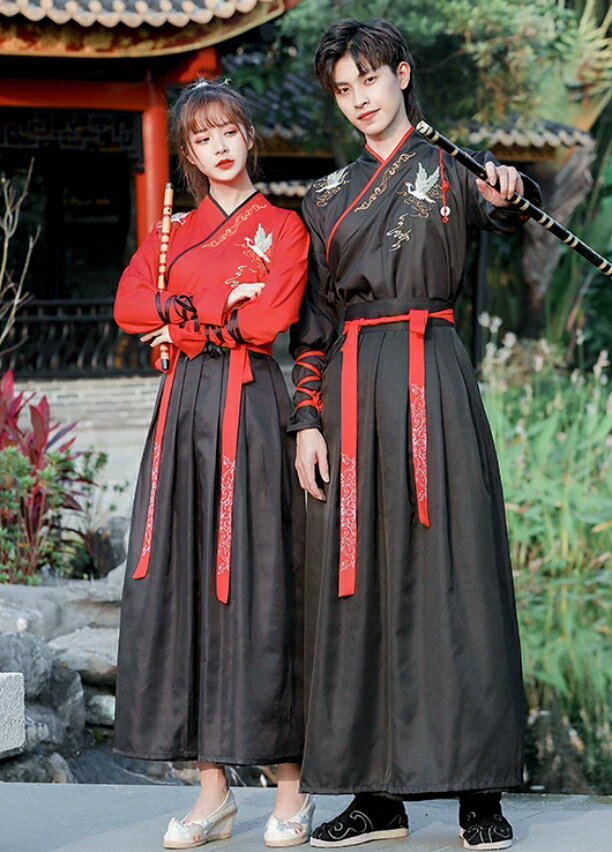 Rakuten - 大人 チャイナ服 漢服 中華コスプレ衣装 長袖 上下2点セット メンズ レディース 中国古代服装 華流 ハロウィン 衣装 古典 武術 侠客 カンフー 衣装 男女兼用 4色 タンチョウ 鶴 エスニック刺繍 交差襟 中華古典風 ステージ ダンス 余興 コスプレ衣装 黒 赤 白 青 S～4XL