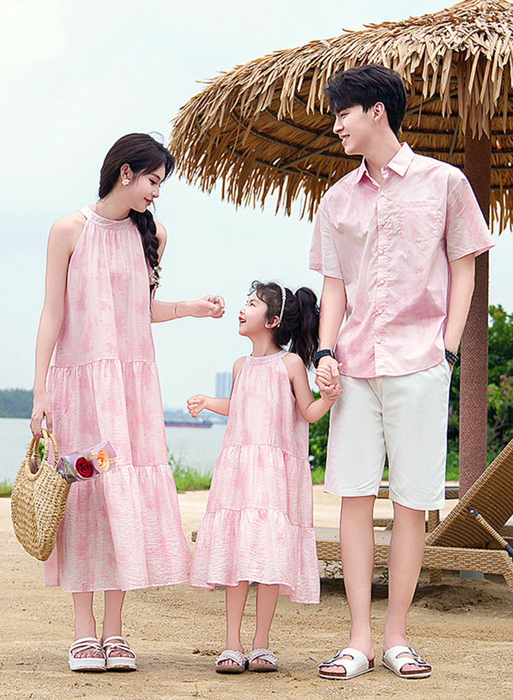親子 ペアルック 夏向け カジュアル服 家族 カップル 親子 お揃いウエア ピンク 半...