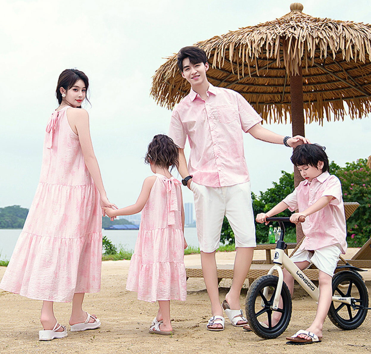 親子 ペアルック 夏向け カジュアル服 家族 カップル 親子 お揃いウエア ピンク 半...