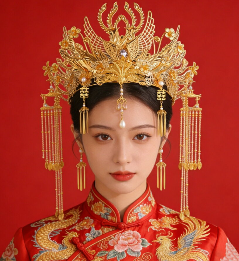Rakuten - 中華風髪飾り ヘアアクセサリー 女性 大人 華やか 王冠 宝冠 鳳冠 鳳凰 変身 変装 仮装 ヘッドアクセサリー 合金 キラキラ 揺れ揺れ かんざし 額飾り チェーン 中華古代時代劇 皇后 貴妃 仮装 変装 華流 古代 宮廷風 ヘッドドレス アクセサリー 華流 舞台 ステージ 道具