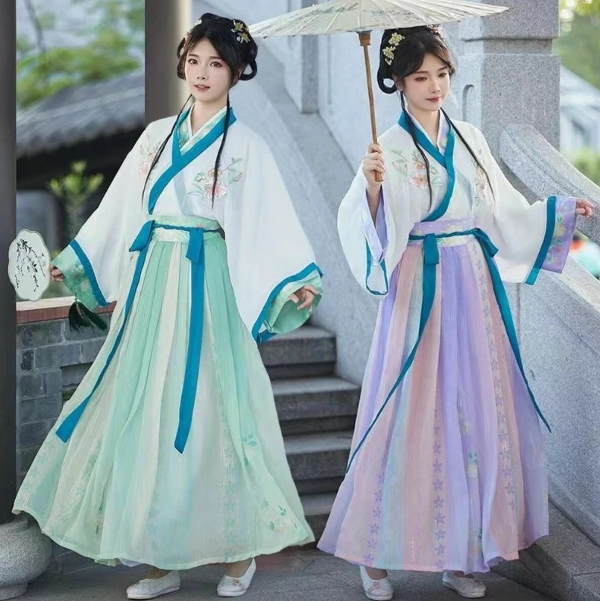 3点セット漢服 レディース チャイナ服 中華コスプレ衣装 交差襟 中国古代服装 花刺繍 お姫様 中国 ...
