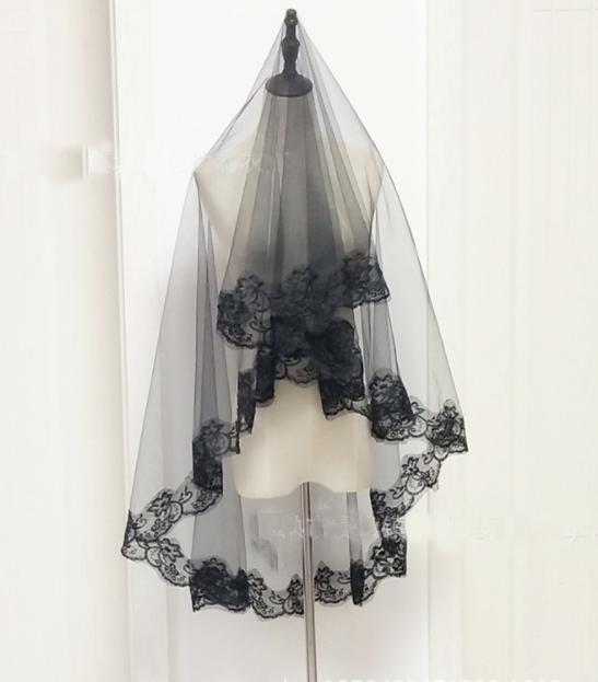 ロングベール 黒ロングベール 刺繍レースコスプ...の紹介画像2