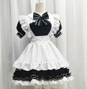 レディース メイド コスプレ衣装 半袖 ショート丈 ワンピース メイド服 大人 女装 仮装 変装 ハロウィン 衣装 エプロン ウェイトレス 裾フリル ストライプ...